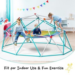 10ft Climbing Dome with Climbing Cargo Net Jungle Gym for Kids Monkey Bars 800lb