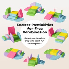 Teckid Toddler Climbing Toys 8-Piece Indoor Soft Foam Blocks Set, Safe Crawling,