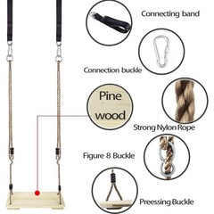 Wooden Swing Seat Kids Adults Backyard Stress Relief Gift Durable Tree Hanging