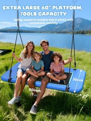 60-inch Extra Large Rectangular Tree Swing -Heavy Duty 700 lb Load Capacity Blue