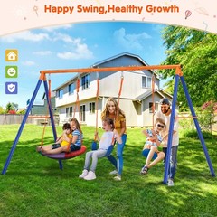 Pre-Owned 3-in-1 Swing Set 550 lbs with Heavy Duty Metal A-Frame Adjustable