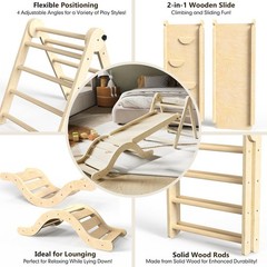 Pikler Triangle Set 7in1 Toddler Climbing Toys Indoor Foldable Baby Climbing Toy