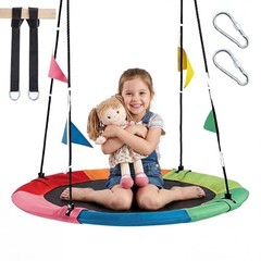 Saucer Tree Swing for Kids & Adults, Heavy Duty Round 40 Inch Multicolored