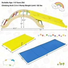 3-in-1 Kids Climber Set Toddler Wooden Play Arch with Sliding and Climbing Ramp