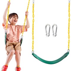TURFEE Heavy Duty Swing Seat Green Color with 66” Chain, Swing Set Accessorie…