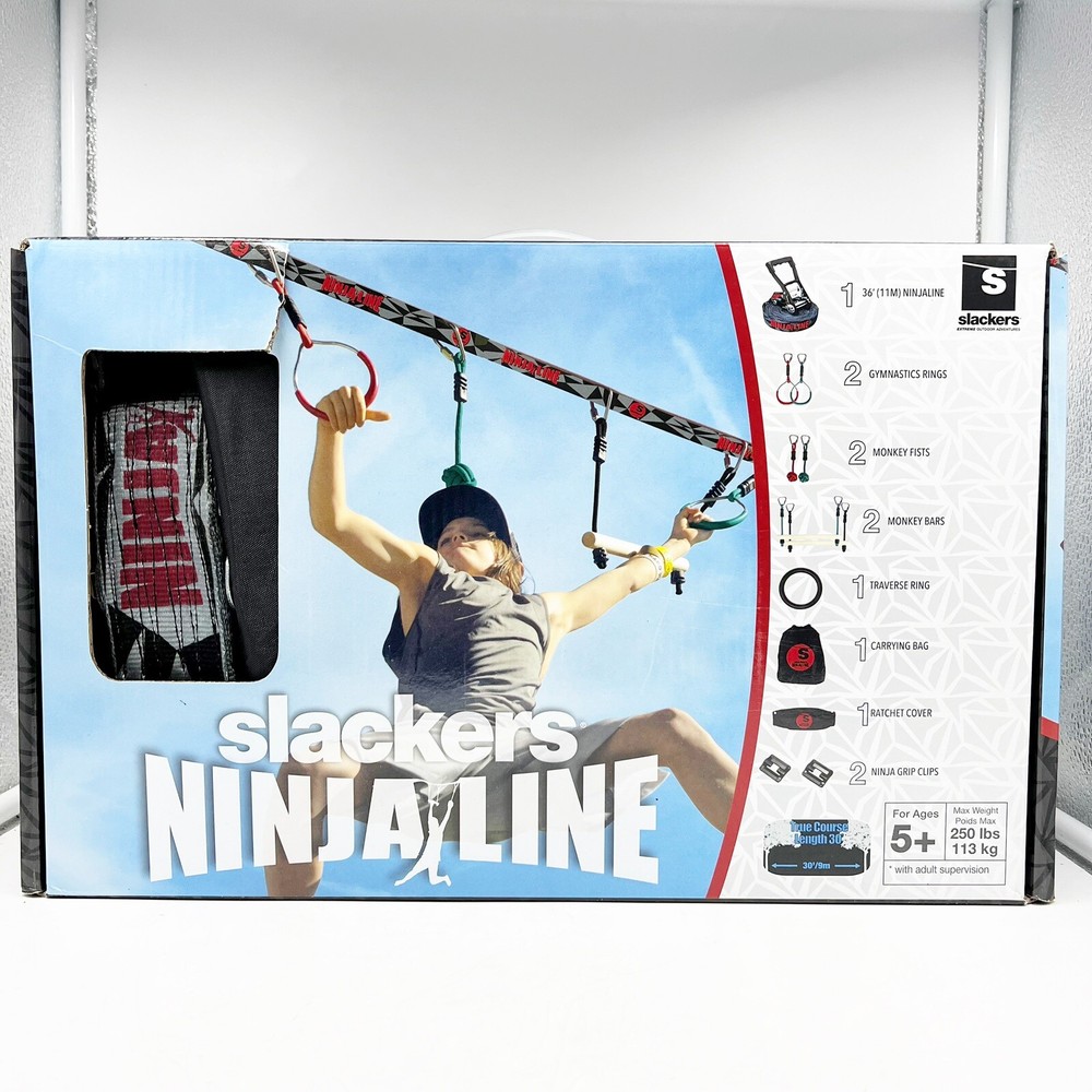 Slackers Ninjaline – 36′ Intro Kit – Includes 7 Hanging Attachments New