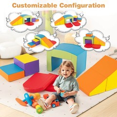 6 PCS Multi-color Climb and Crawl Activity Playset w/Tunnel Slide Stairs & Ramp