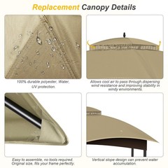 Replacement Gazebo Canopy Top Cover for 10 x 12, Double Tiered Waterproof Can…