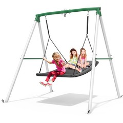 Trekassy Heavy Duty A-Frame Metal Swing Set for Backyard with 60″ Platform Swing