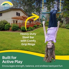 20-Inch Trapeze Bar and Gymnastic Ring Combo – Safe Outdoor Play Equipment