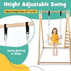 Indoor Jungle Gym 4 in 1 Foldable Toddler Wooden Montessori Baby Natural