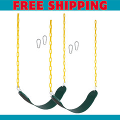 New Bounce Swing Seat – Heavy Duty Rust-Proof Chain – Set of 2 – Green
