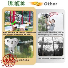 Fologtoo 120FT Zip Line Kit Adults 500 Lbs Stainless Steel