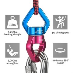 , Blue Red Swing Swivel, 30 KN Safest Rotational Device Hanging Accessory