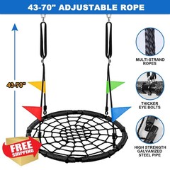 Odoland Black 43in Spider Web Tree Swing