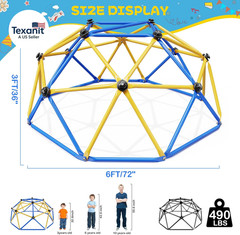 Climbing Dome, 6FT Geometric Dome Climber, Indoor Outdoor Jungle Gym Supports 60