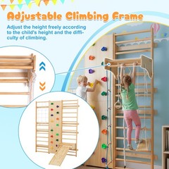 Wooden Slide And Climbing Wall For Toddlers 3+, Natural Wood, 176 Lbs Capacity