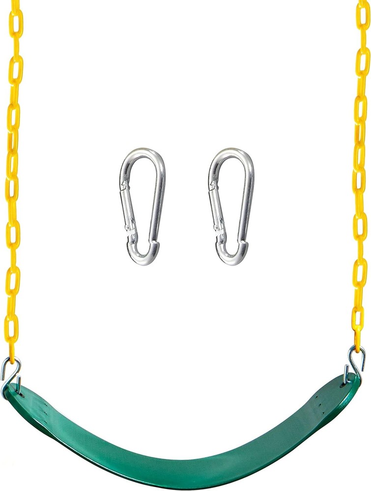 KidsOutdoorPlaySwingSeatHeavyDutyChainDesignGardenPlaygroundUseGreen