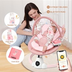 Uuoeebb Baby Swing for Infants, Portable Electric Swings with Pink