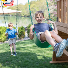 Backyard Discovery Endeavor II Cedar Wood Swing Set with Wave Slide Play Deck