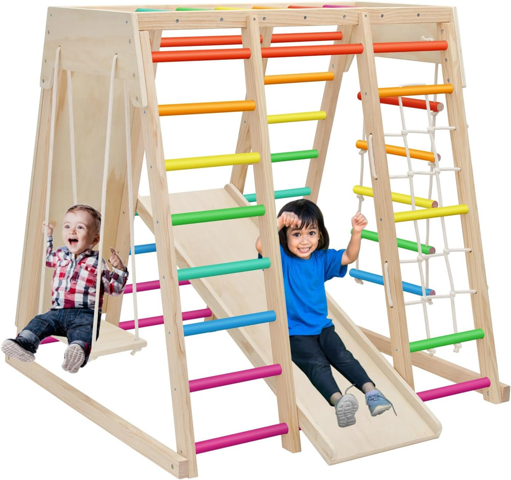 Rainbow 7-in-1 Pikler Indoor Playground Jungle Gym for Kids
