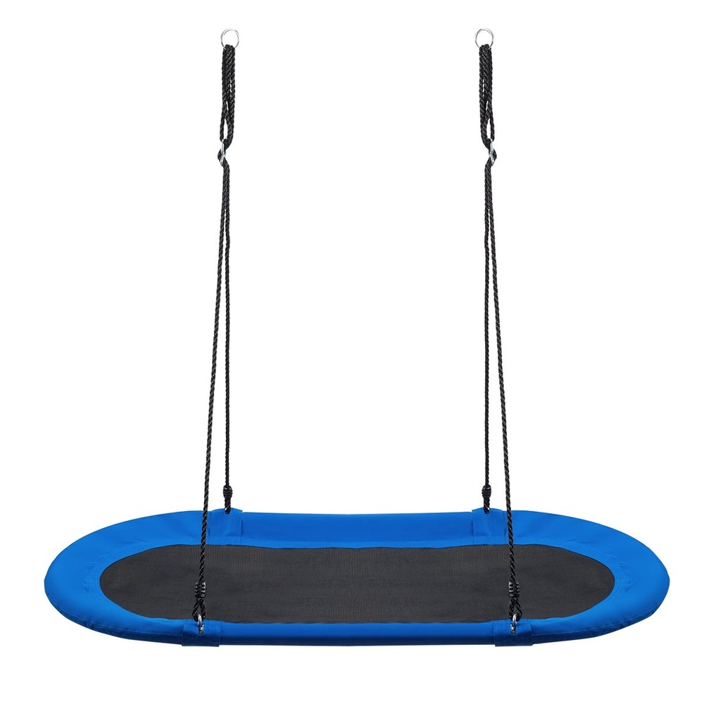 60 Inch Saucer Surf Outdoor Adjustable Swing Set-Blue+Black – Color: Blue