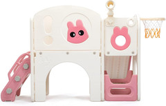 8-In-1 Toddler Slide and Climber Playset, Kids Slide Playground with Stairs, Tun