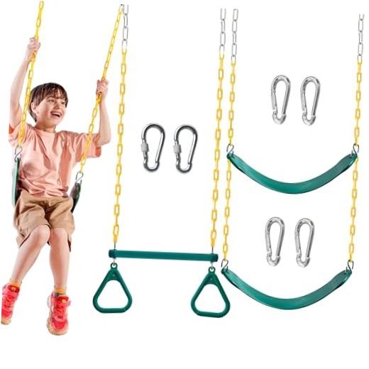 3 Pack Assorted Swing Set, Including 1 Gym Rings Trapeze Swing set+1 Gym rings