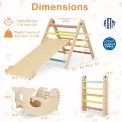 7-in-1 Indoor Gym Toddler Playground Wooden Climbing Kids Toys W/Reversible Ramp