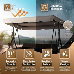 Replacement Canopy 66″ X 45″ 2 Seat Outdoor Swing Beige UV Weatherproof Shade