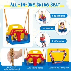 3-in-1 Kids Swing Set 660 LBS Carbon Steel Swing Frame w/ Belt Swing for
