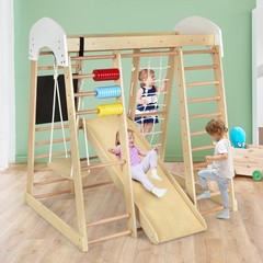 Indoor Playground Climbing Gym Wooden Kids 8 in 1 Climber Playset for Children
