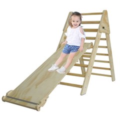 Fionafurn Pikler Triangle Ladder Foldable 2-in-1 Ramp Slide Natural Wood