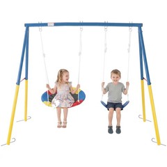 Heavy Duty Kids Swing Sets Playset with Slide for Backyard Outdoor Metal