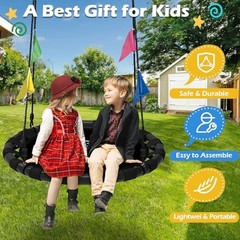 Black 40″ Saucer Swing Set for Backyard & Outdoor Use