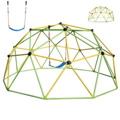 10FT Kids Outdoor Climbing Dome Jungle Gym Backyard Playground Frame with Swing