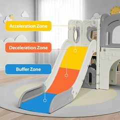 10 in 1 Toddler Slide Set w/ Drawing Board, Climber, Basketball Hoop, Telescope