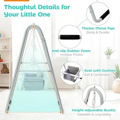 Baby Swing Set for Toddlers 6-36 Months, Foldable & Portable Swing for Gray
