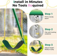 DECORLIFE 2 Pack Swing Seats with 66″ Coated Chain Replacement, Green 330lb