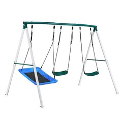 Uimoso Outdoor Swing Set with 3 Seats and A-Frame Stand for Backyard Fun