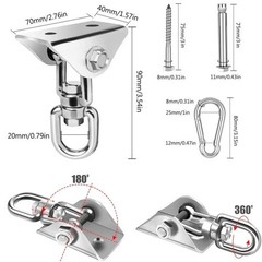 360° Rotating Swing Hanger Stainless Steel Kit Hammocks Swings Yoga Aerial New
