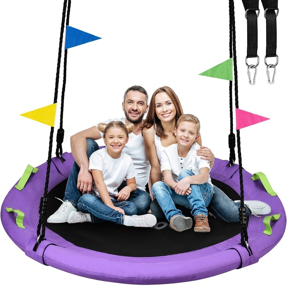 60 inch Larger Saucer Swing for Whole Family, 900lbs Weight Capacity