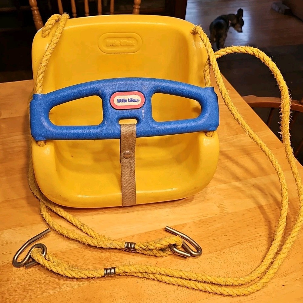 Little Tikes Vintage 1983 Toddler Swing Seat Yellow & Blue with Safety Belt