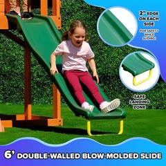 Wooden Swing Set playground Outdoor Backyard Slide Play Fort