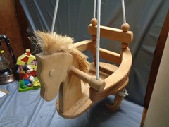 Children Wooden Horse Swing – Seat Area is 8″Long x 9″ wide. NEW