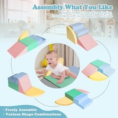 Soft Foam Climbing Toys for Toddlers 1-3, 4-Piece Activity Play Set, Crawling Bl