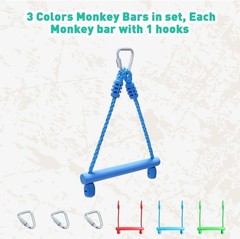 3-Pack Kids Ninja Monkey Bars – Trapeze Swing Bars for Ninja Obstacle Course