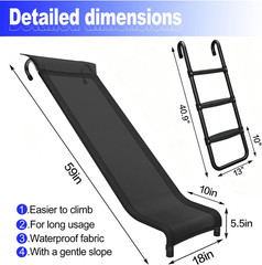 Trampoline Ladder and Slide Kit – Universal 3 Steps Stair Slide with Buffer, Eas