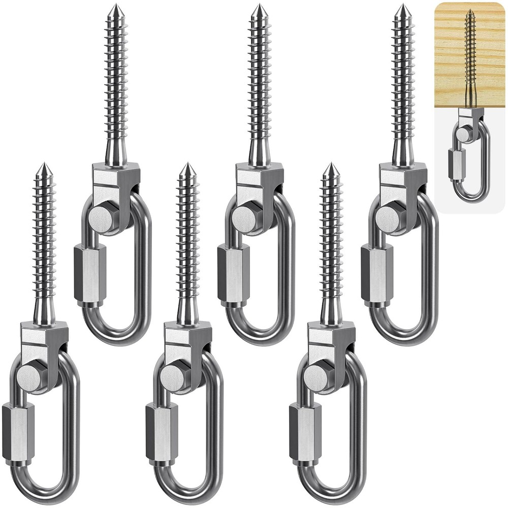 Heavy Duty 304 Stainless Steel Swing Hangers Set of 6, 180° Rotation Porch Sw…
