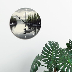 Lake Time Wall Clock Loon Rustic 12 Inch Wall Clocks Battery Operated Silent Non